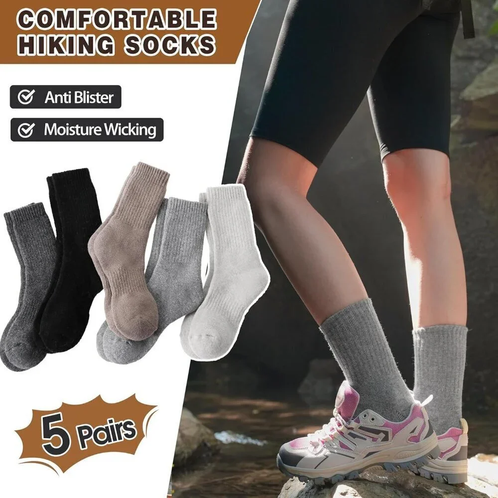 Women's Assorted Merino Wool Hiking Warm Winter Cozy Comfy Boot Socks